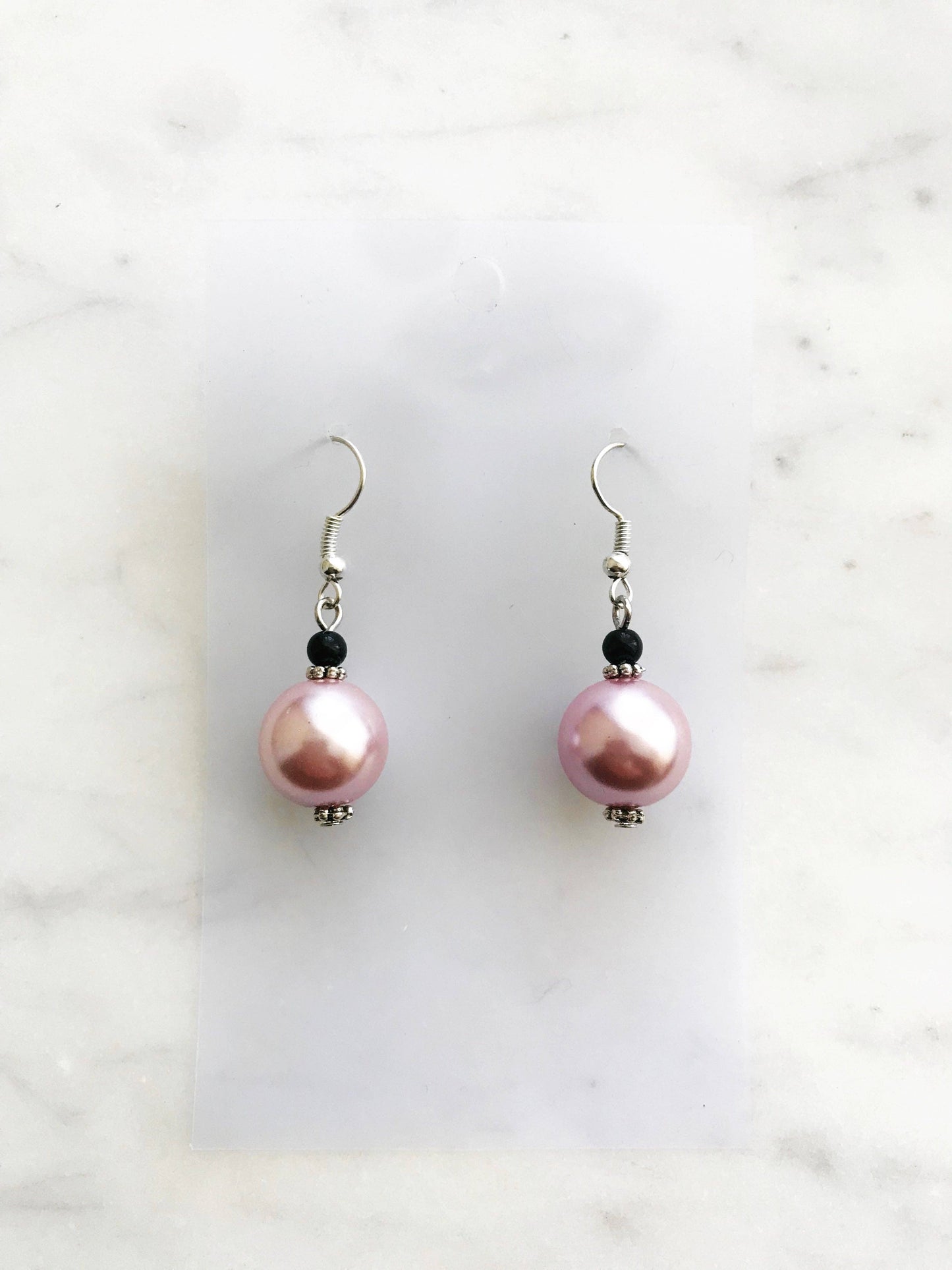 Vintage Pink Glass Pearl Earrings