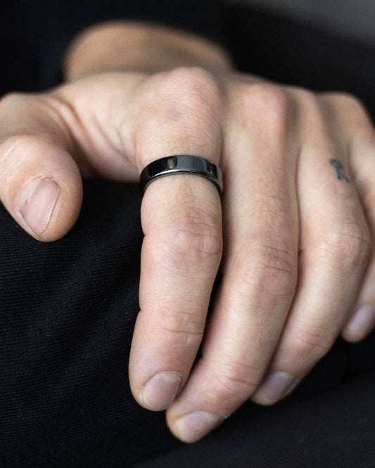 Healing Hematite Rings Set of 32 in Display