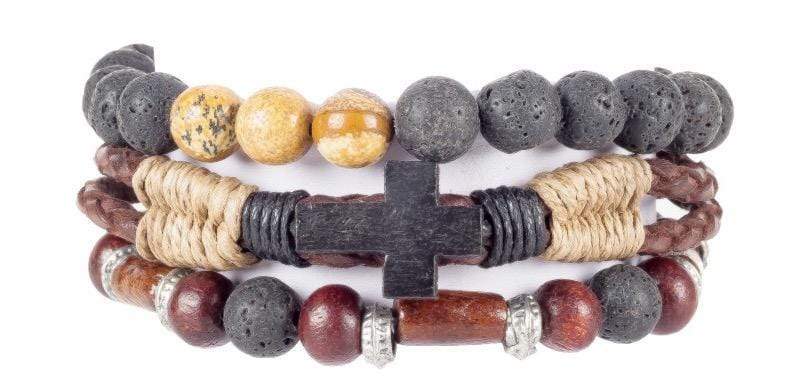 Mens Leather Jewellery-Bracelet-Rocky 3 Trio