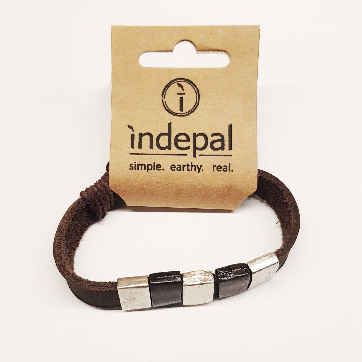 Leather Jewellery-Bracelet-Zinc Square