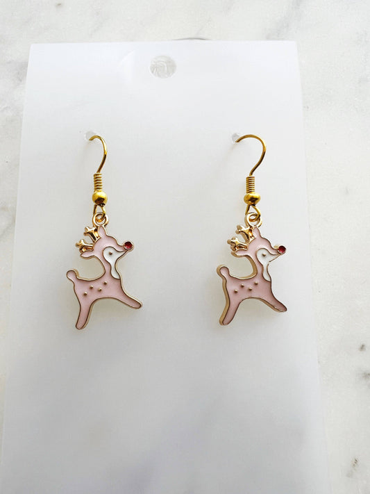 Kawaii Enamel Reindeer Earrings