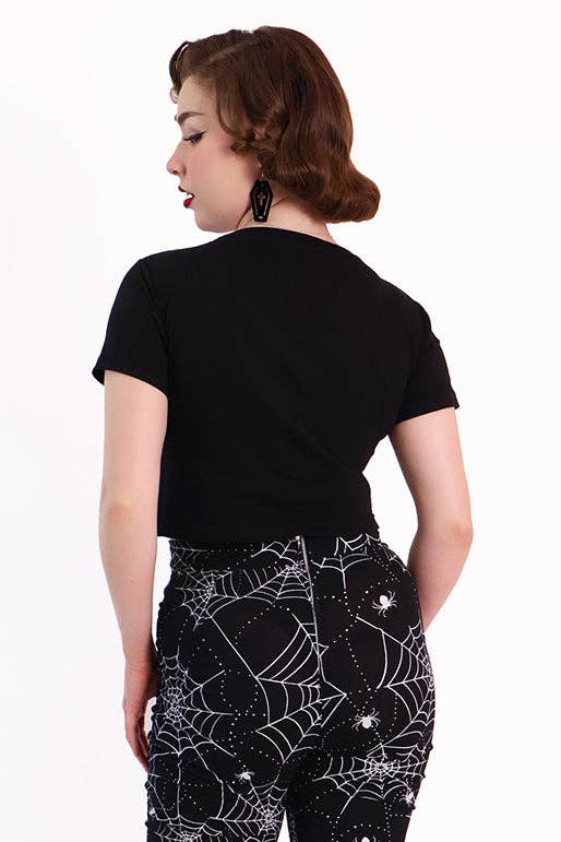 Horror Queen Crop Black Tee Shirt