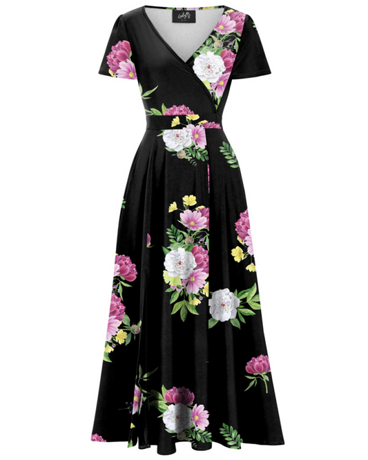 Lyra Maxi Dress - Summer Floral On Black