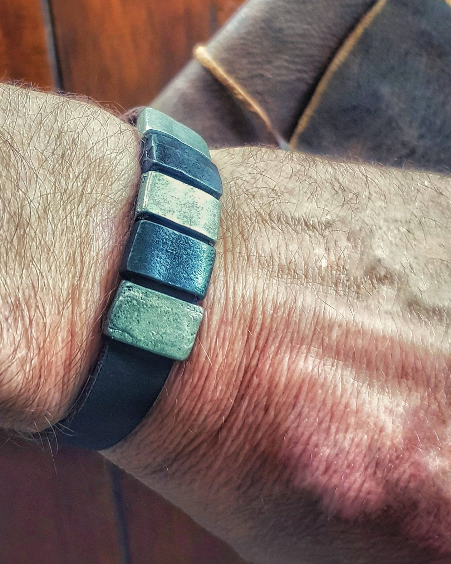 Leather Jewellery-Bracelet-Zinc Square