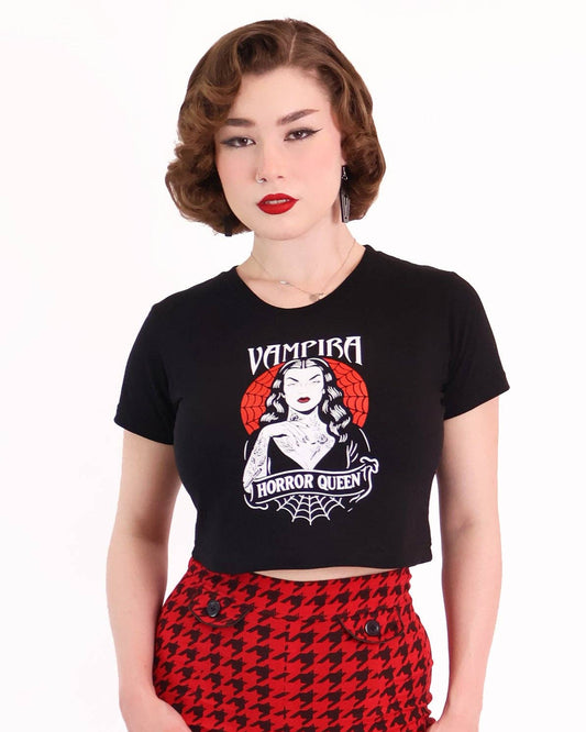 Horror Queen Crop Black Tee Shirt
