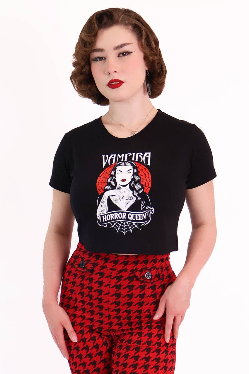 Horror Queen Crop Black Tee Shirt
