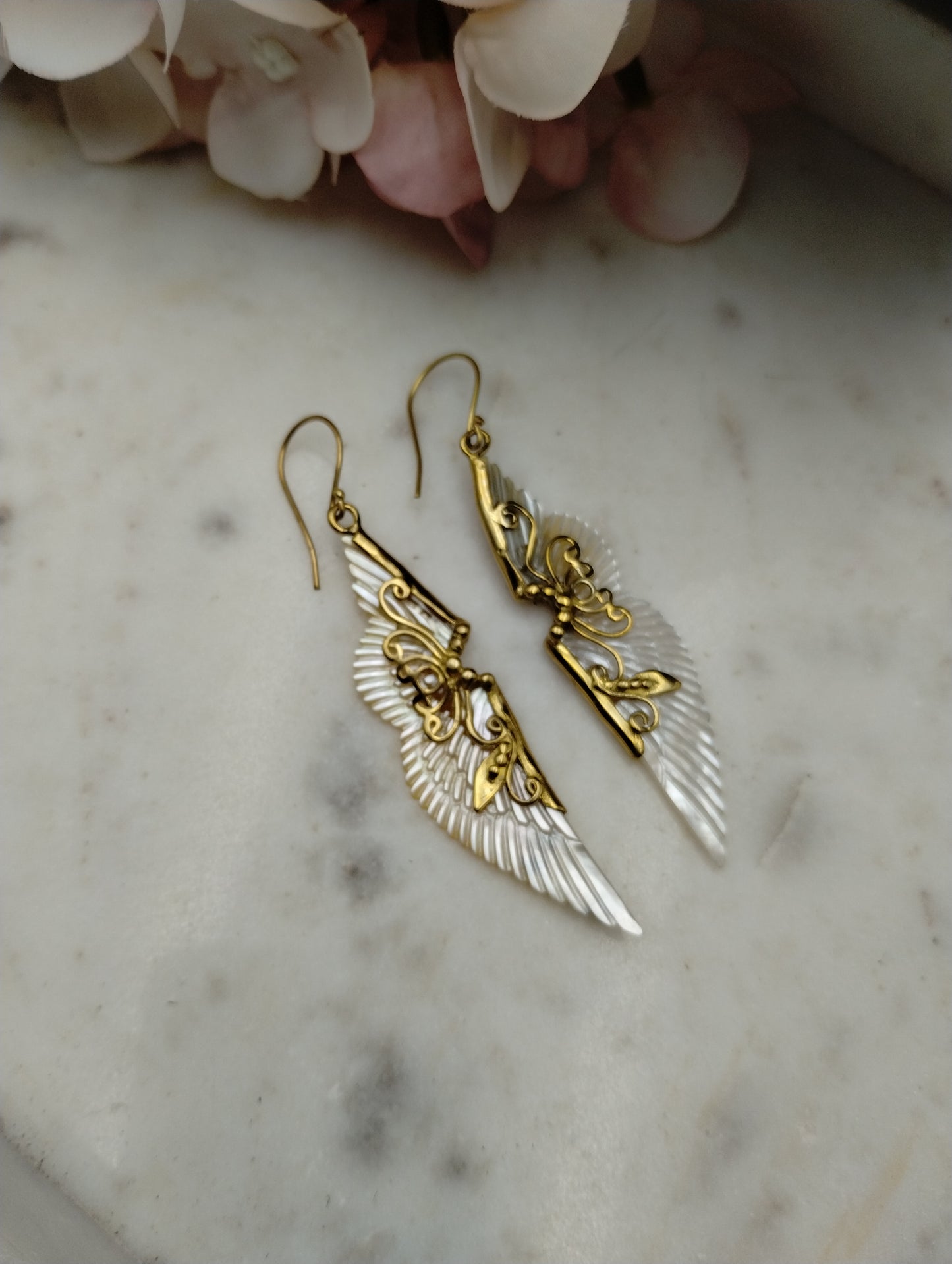 Earrings - Athena Golden Mother of Pearl