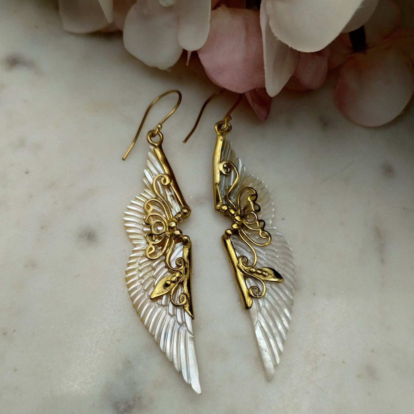 Earrings - Athena Golden Mother of Pearl