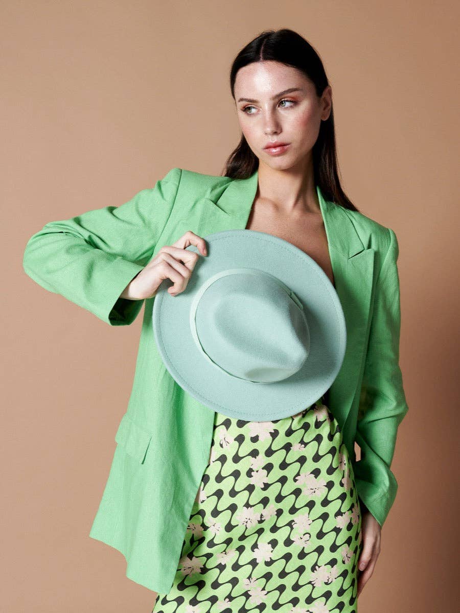 Lia Boho Fedora Felt Hat in Green
