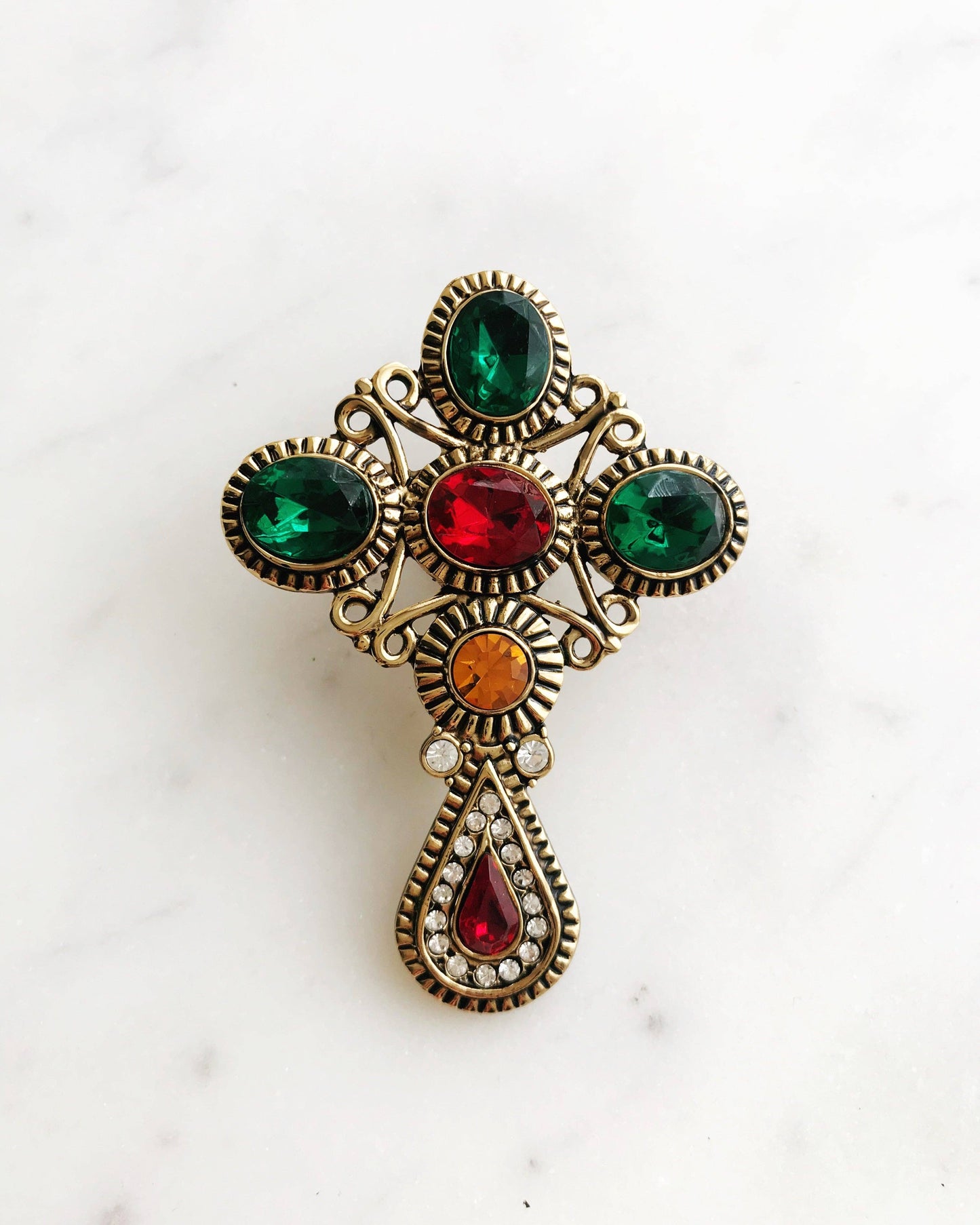 Crystal Cross Brooch