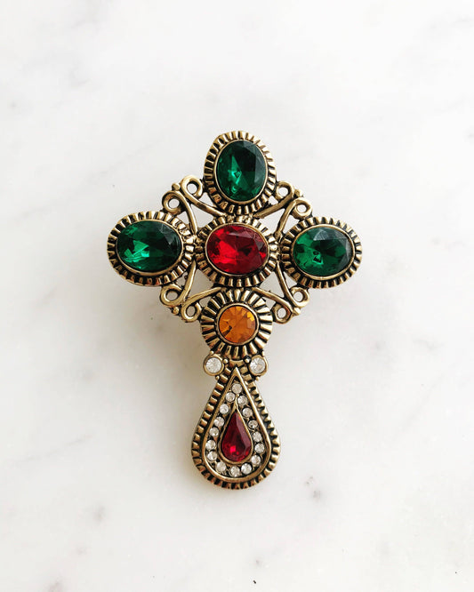 Crystal Cross Brooch