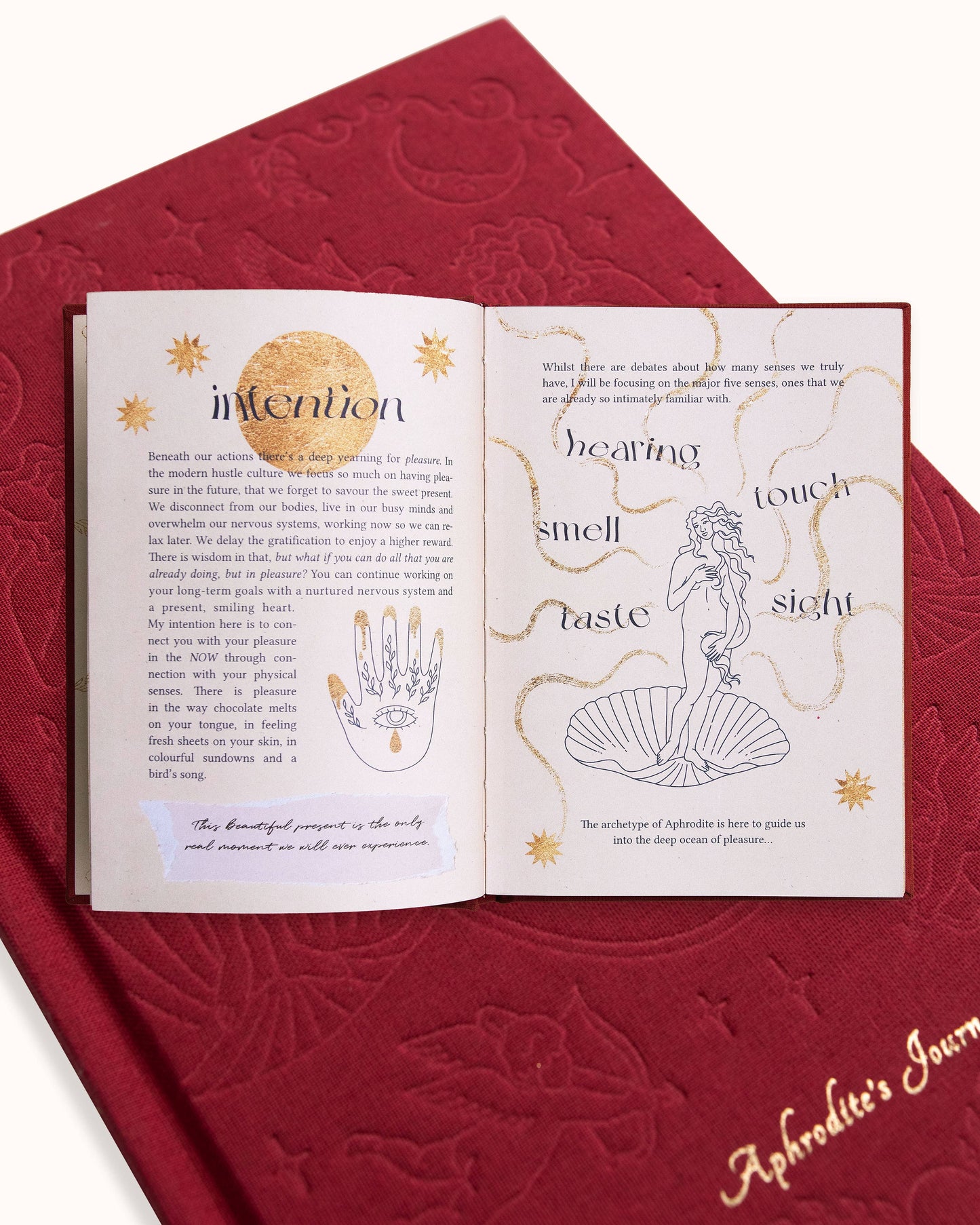 Aphrodite's Journal Ruby Cloth-Bound and Gold Foil Adorned