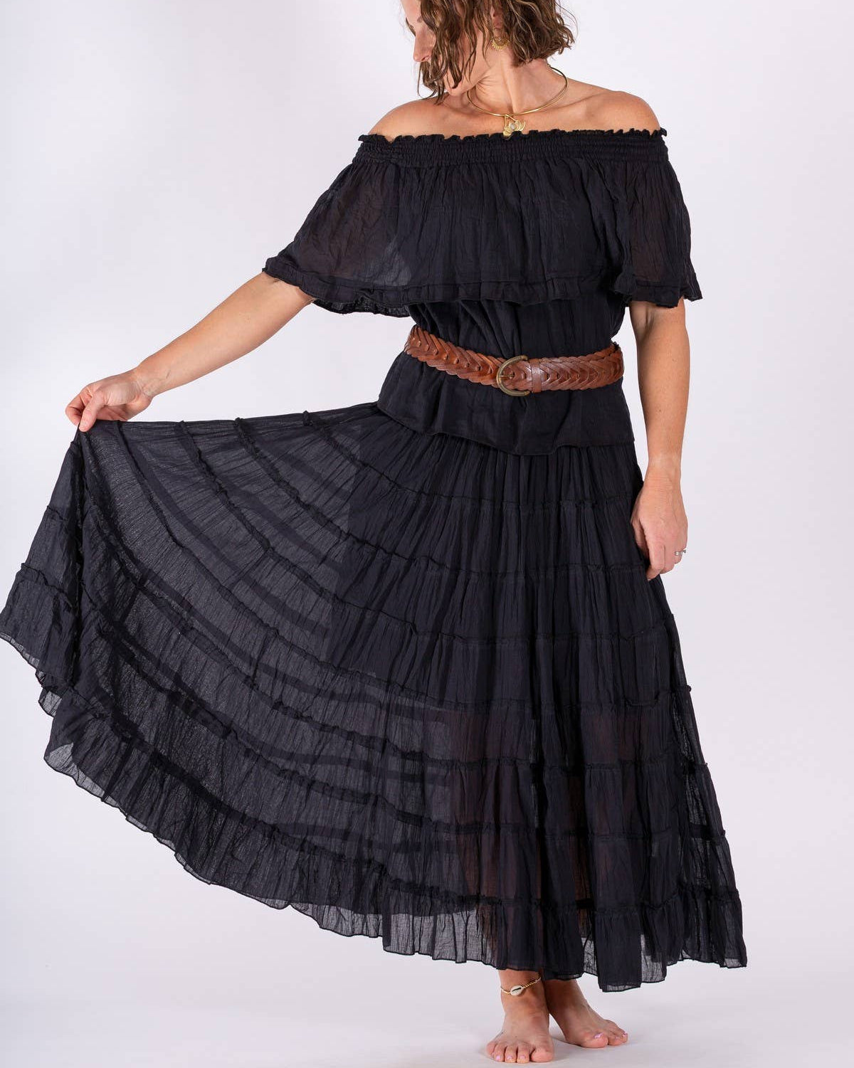 BOHO CHEESECLOTH COTTON TIERED GYPSY SKIRT