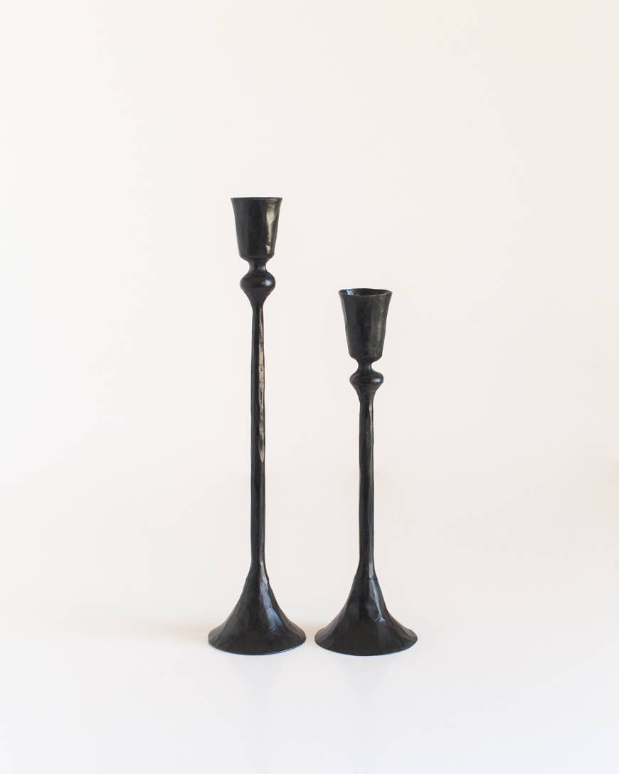 Gemini Hand Forged Iron Candlestands Black