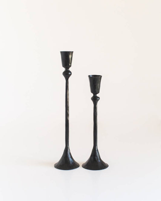 Gemini Hand Forged Iron Candlestands Black