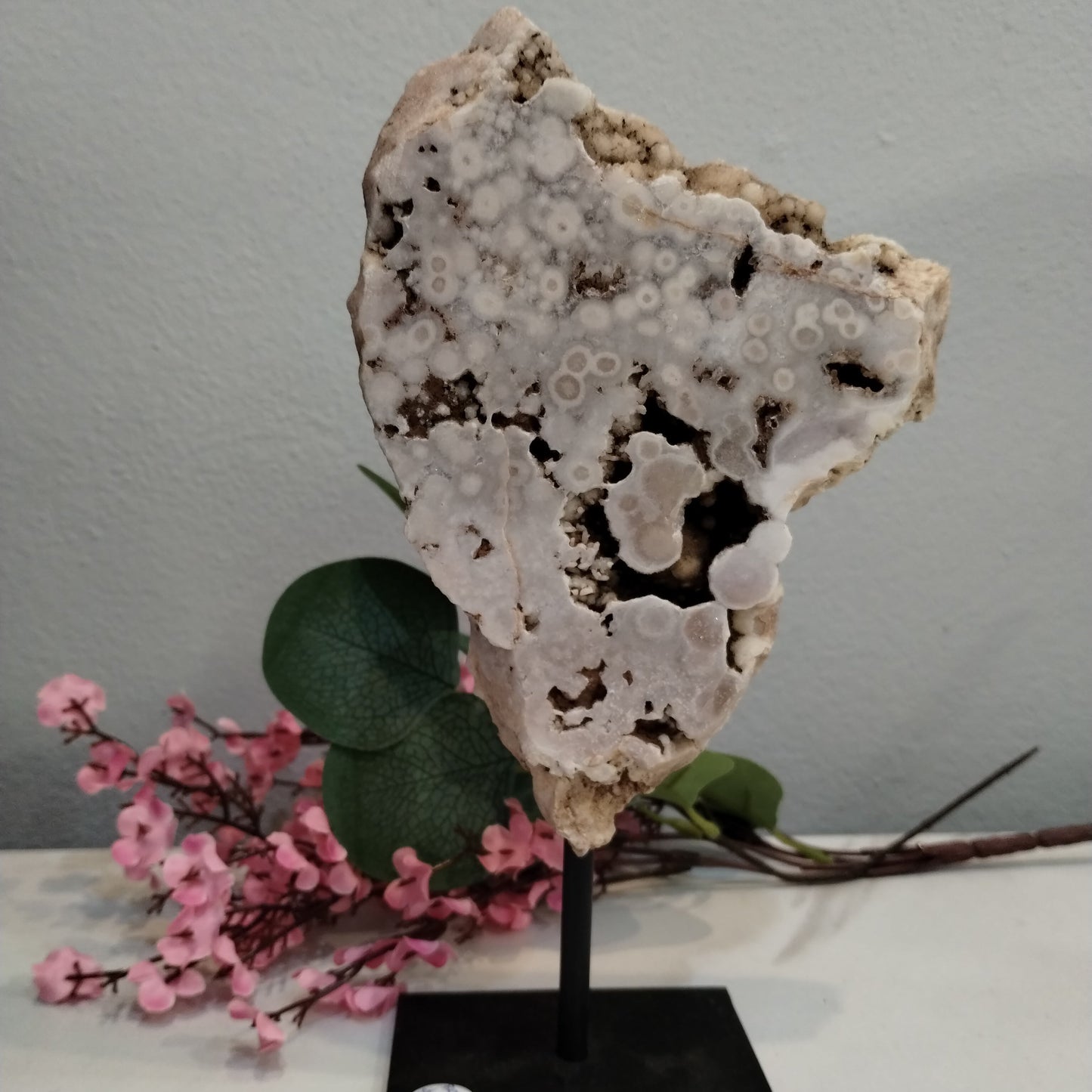 Amethyst - Pink slice on stand