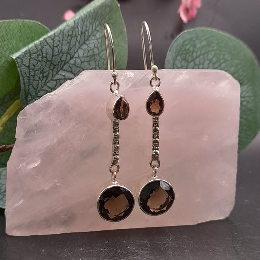 Earring - Smokey Quartz in Sterling silver